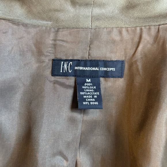 Y2K INC olive green taupe cropped convertible silk moto jacket size medium - Picture 11 of 14